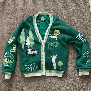 No! Jeans Gone Golfing Cardigan - Green Golf Club Sweater